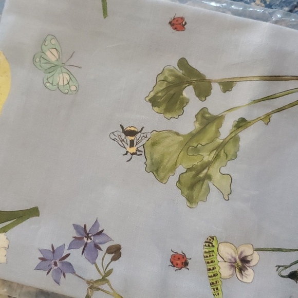 New Anthro Mama Faye Dish Towel Blue Garden Motif 28"x21" Sealed - Picture 5 of 6